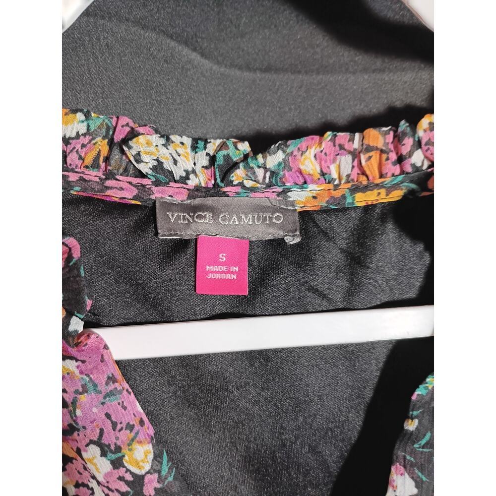 Vince Camuto Small Boho Floral Peasant Mini Dress Prairie Spring Sheer Sleeve - Picture 2 of 4